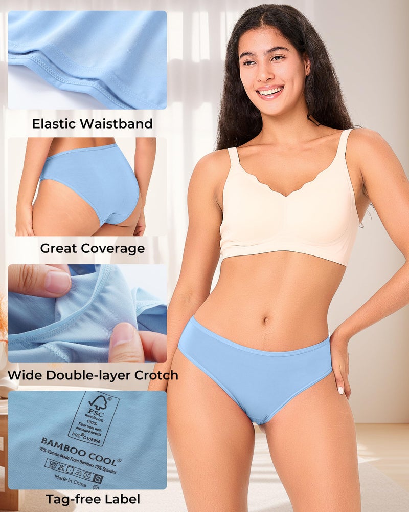 BAMBOO COOL Women's Cool Bikini Briefs for Women Lightweight Panties Stretchy Soft Breathable Underwear 5-pack - Image 2