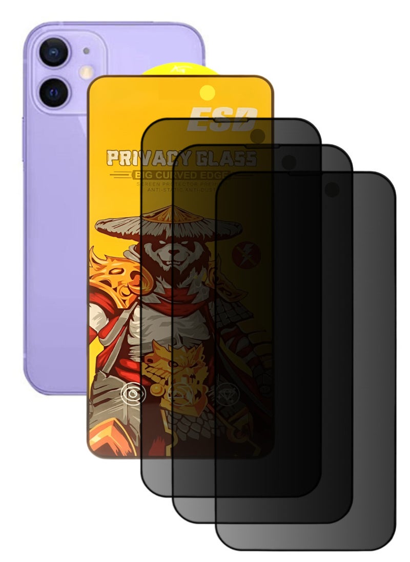 ESD 3 Pieces Tempered Dustproof Privacy Glass Screen Protector Compatible For iPhone 12 - Image 1