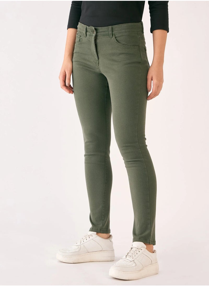 Salt Attire Women's Slim Fit Mid Rise Pants Featuring Fly Front Zip Closure and Functional Pockets Chic and Versatile Trousers for Every Occasion  - Image 3
