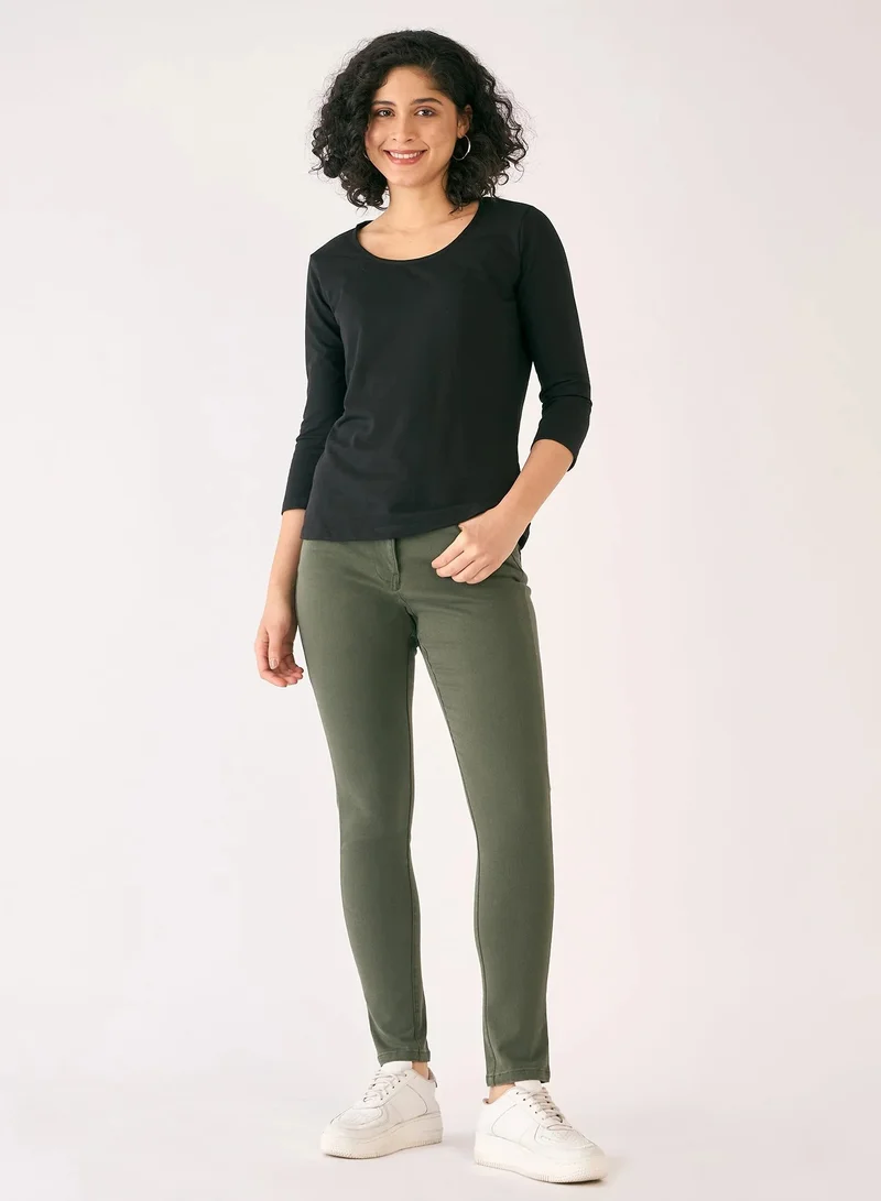 Salt Attire Women's Slim Fit Mid Rise Pants Featuring Fly Front Zip Closure and Functional Pockets Chic and Versatile Trousers for Every Occasion