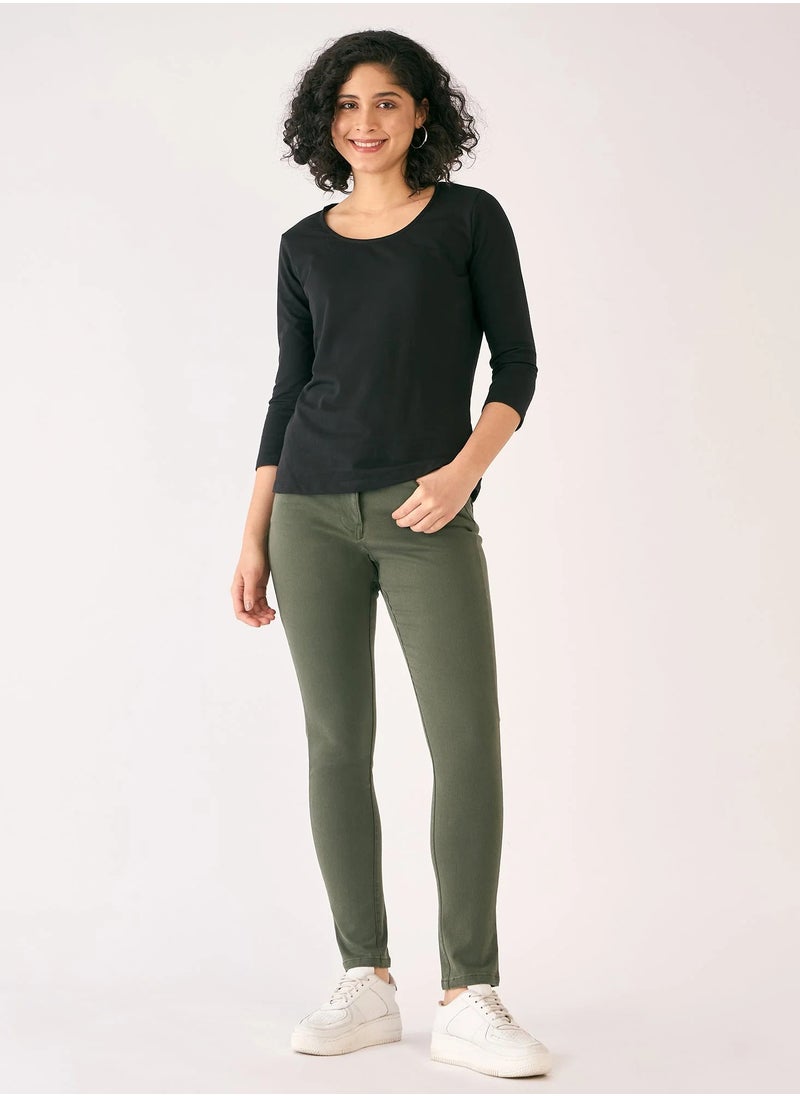 Salt Attire Women's Slim Fit Mid Rise Pants Featuring Fly Front Zip Closure and Functional Pockets Chic and Versatile Trousers for Every Occasion  - Image 2