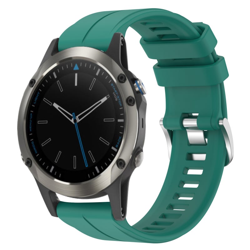 S-TOP For Garmin Quatix 5 Sapphire 22mm Solid Color Silicone Watch Band(Green) - Image 1