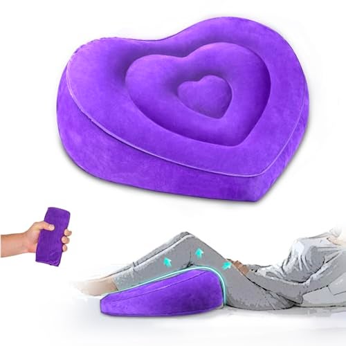 hawtail Leg Elevating Pillow - Heart Shape, Leg Elevation Pillows for Swelling Blood Circulation, Inflatable Wedge Pillow for Traveling, Wedge Pillow for Legs Foot Pain Relief Acid Reflux, Easy Carry Storage - Image 1