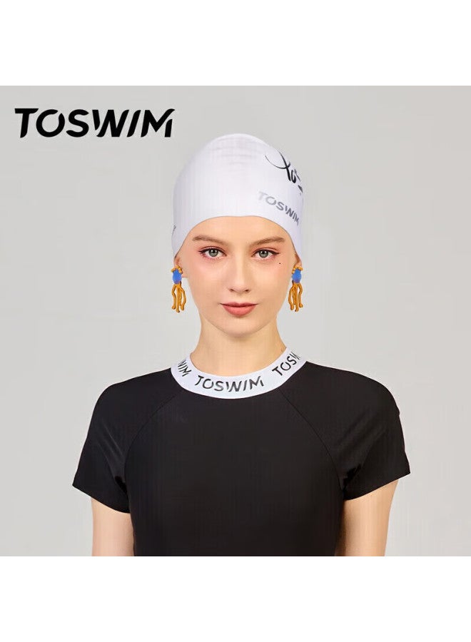 Toswim Swimming Cap For Women, Silicone Large Size Waterproof Swim Cap For Long Hair, Suitable For Adults And Children, Letter Design - Image 2