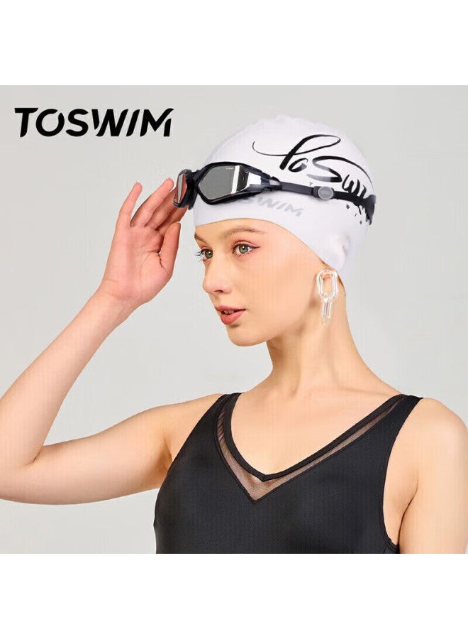 Toswim Swimming Cap For Women, Silicone Large Size Waterproof Swim Cap For Long Hair, Suitable For Adults And Children, Letter Design - Image 3