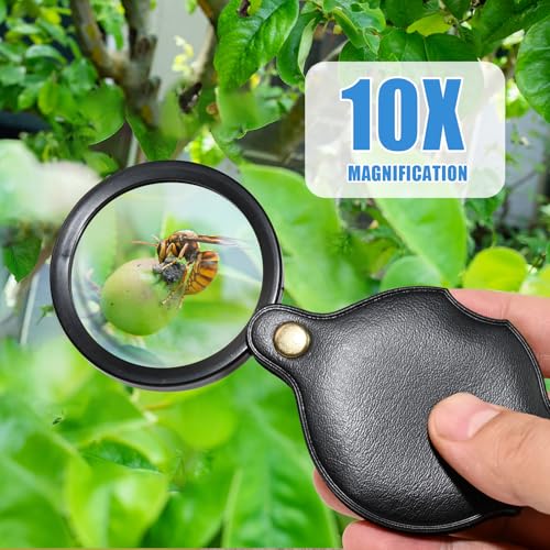AUUTI 2pcsUpgrade 10x Small Magnifying Glass for Kids and Seniors, Pocket Magnifier with Protective Sheath, Mini Folding Magnifying Glass Reading, Close Work, Repairing, Hobby Or Coins（7cm） (6cm) - Image 5
