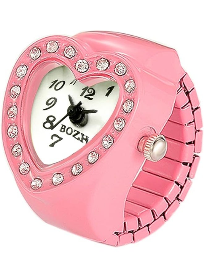 JewelryWe Men Women Finger Watch Round Analog Easy Read Quartz Finger Rings Watches, Adjustable Size Clock Ring - Image 1