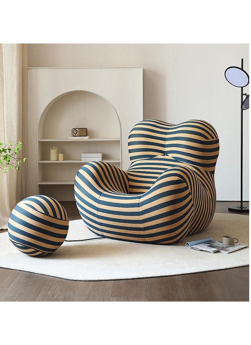 modern ben bag that blends style with comfort. Made from high-quality, non-expandable foam, offering excellent support and lasting comfort. Upholstered with premium fabric, it adds a touch of luxury to any room. Additionally, the sofa features a connected footrest for enhanced leg support, elevating your sitting experience and providing maximum comfort