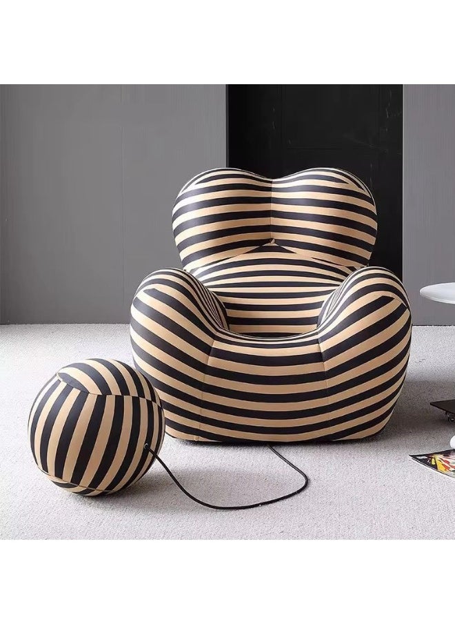 modern ben bag that blends style with comfort. Made from high-quality, non-expandable foam, offering excellent support and lasting comfort. Upholstered with premium fabric, it adds a touch of luxury to any room. Additionally, the sofa features a connected footrest for enhanced leg support, elevating your sitting experience and providing maximum comfort