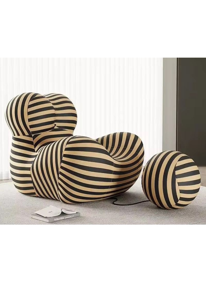 modern ben bag that blends style with comfort. Made from high-quality, non-expandable foam, offering excellent support and lasting comfort. Upholstered with premium fabric, it adds a touch of luxury to any room. Additionally, the sofa features a connected footrest for enhanced leg support, elevating your sitting experience and providing maximum comfort