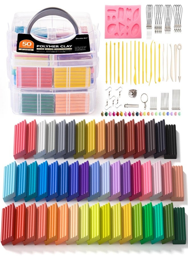 Shuttle Art Polymer Clay Kit, 50 Colors, Soft Oven Clay Kit, 19 Carving Tools and 10 Kinds of Accessories, Non-Stick, Non-Toxic, Ideal Gift for Kids - Image 1
