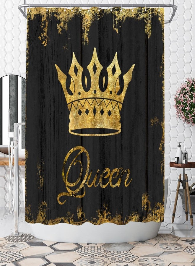 Welmeco ستارة حمام WELMECO Gold Crown، ستارة حمام للبنات، ديكور حمام، قماش بوليستر، 72 × 72 بوصة - Image 1