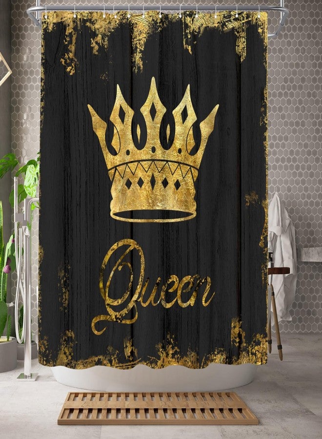 Welmeco ستارة حمام WELMECO Gold Crown، ستارة حمام للبنات، ديكور حمام، قماش بوليستر، 72 × 72 بوصة - Image 2