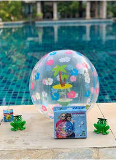 FREDS SWIM ACADEMY FREDS SWIM ACADEMY Water Ball (Hibiscus Design) Inflatable Beach Ball, Ideal as a Waterproof Toy for Children at the Pool, Beach or Sea, Robust and Durable, Diameter 40 cm  - Image 4