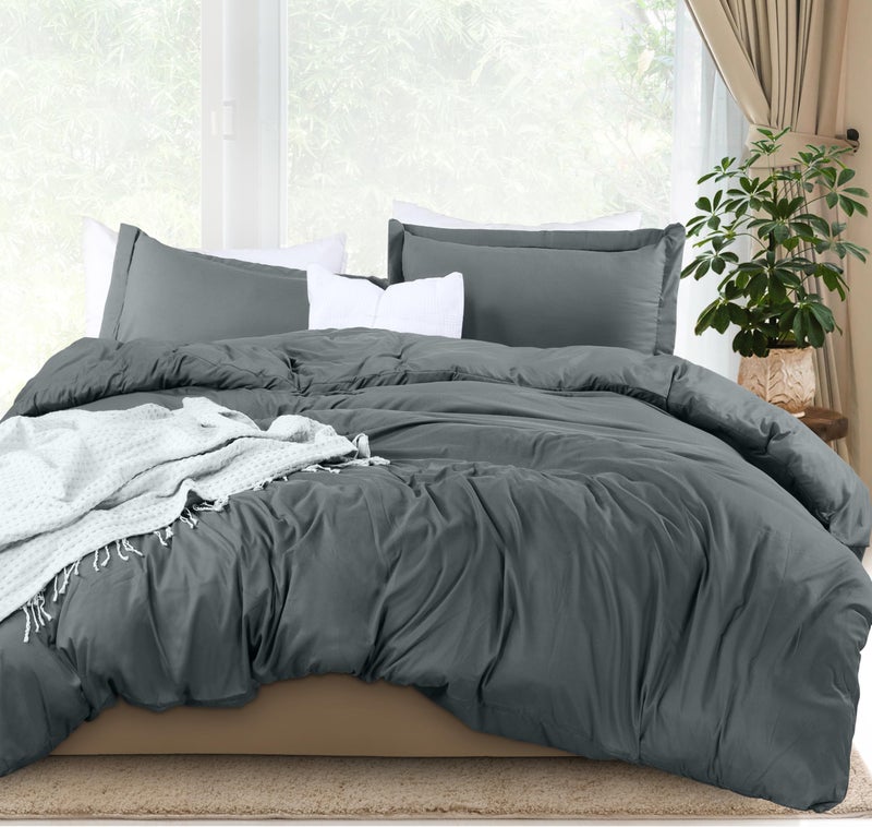Utopia Bedding Duvet Cover King Size - 1 Comforter Cover with 2 Pillow Shams - 3 Pieces Bedding Duvet Cover with Zipper Closure - Soft Brushed Microfiber, 104 X 90 Inches (Grey) - Image 1