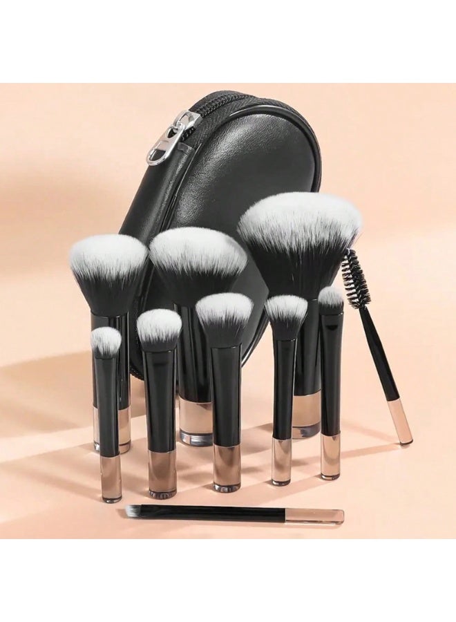 10CPS فراشي مكياج صغيرة للسفر مع حقيبة فرشاة مكياج صغيرة محمولة سهلة الحمل فرش مكياج كاملة الوظائف كاملة فرش تجميل كاملة