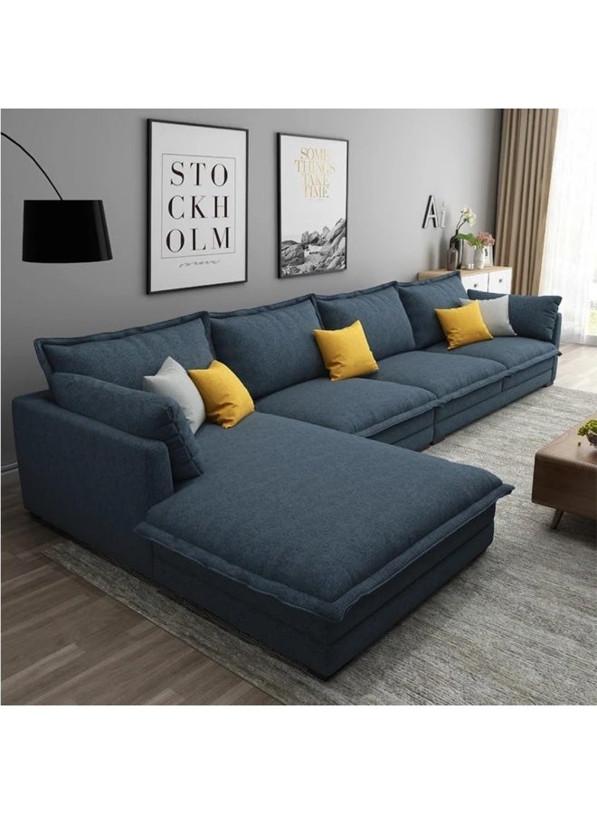 Comfynest Modern L-Shaped Sectional Sofa Set with Innovative Technology Cloth for Lounge Living Room Furniture (Blue, Right)  - Image 1