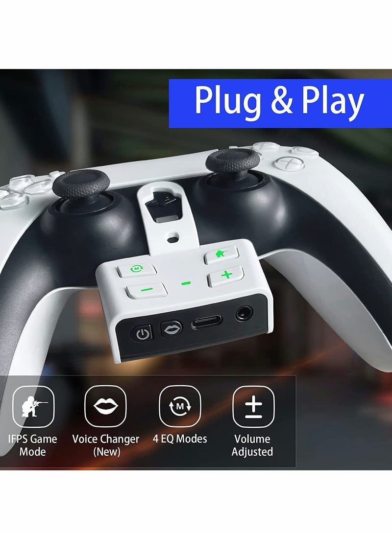 Y&D Stereo Headset Adapter for PS5 Controller, Superhuman Hearing, Game & Chat Mix, Sound Enhancer Support 3.5 mm Audio Jack/Type-C Jack Headphones-White - Image 4