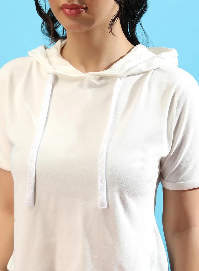 PINACOLADA Women's Chalk White Solid Crop Top
