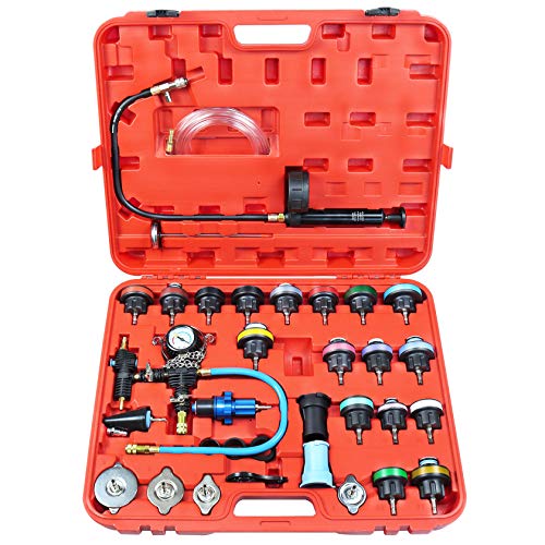 YSTOOL Radiator Pressure Tester Coolant Vacuum Refill Kit 33PCS Automotive Cooling System Leak Test Pneumatic Water Tank Purge Fill Tool Set with Gauge Adapter Cap Universal for Auto Car Airlift - Image 1