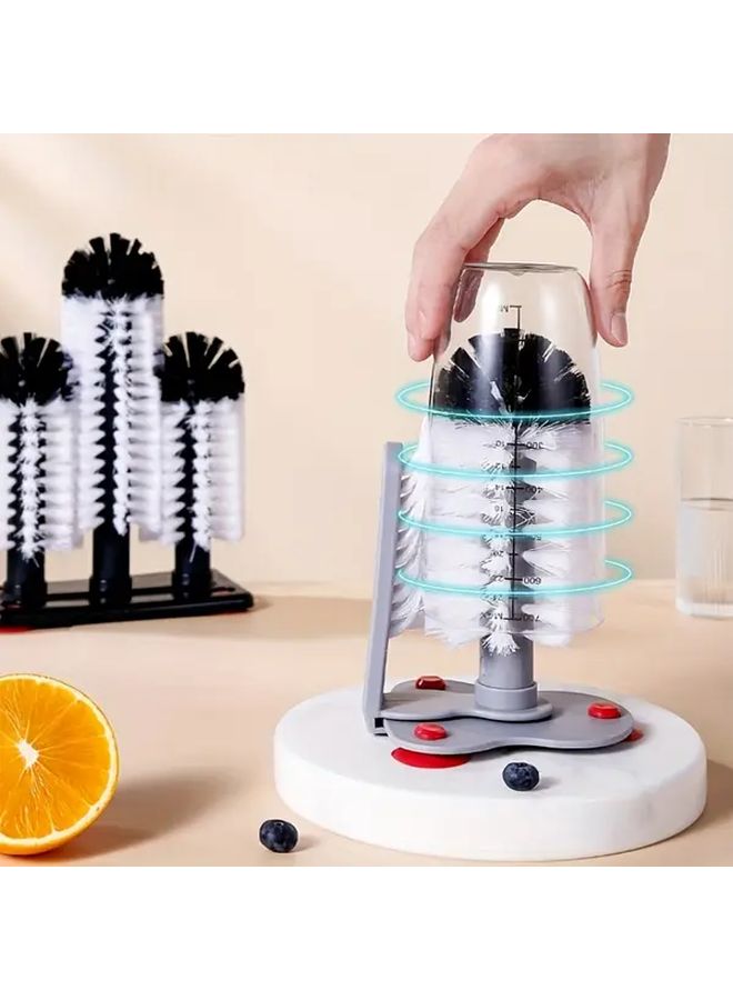 3 Head Cup Brush With Suction Cup Base Heavy Duty PVC Nylon Bristles Removable Brush Heads - Image 2
