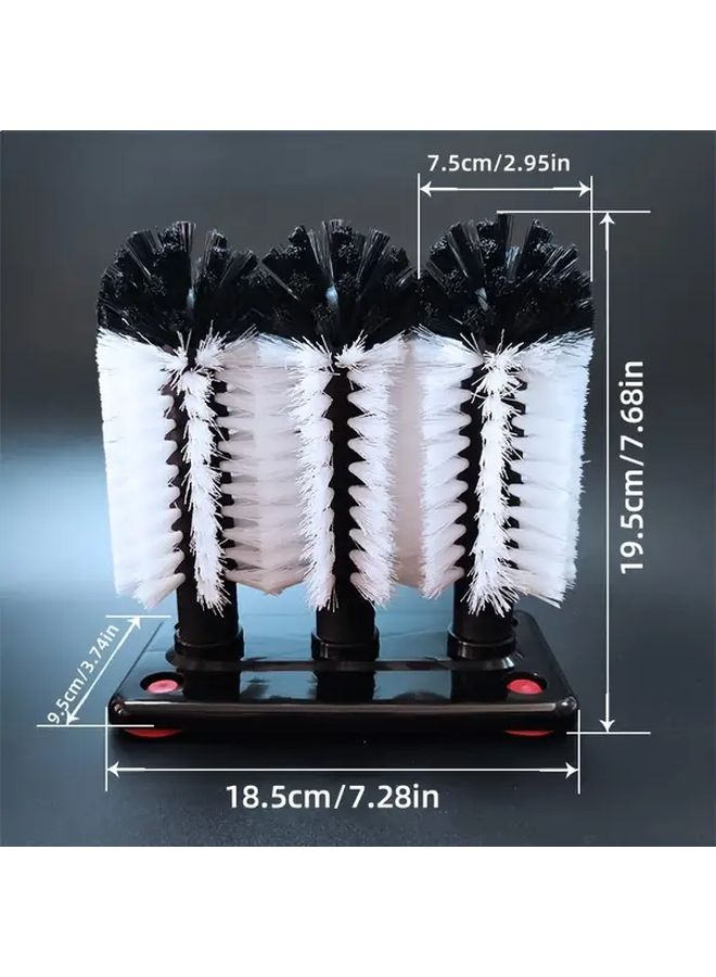 3 Head Cup Brush With Suction Cup Base Heavy Duty PVC Nylon Bristles Removable Brush Heads - Image 3