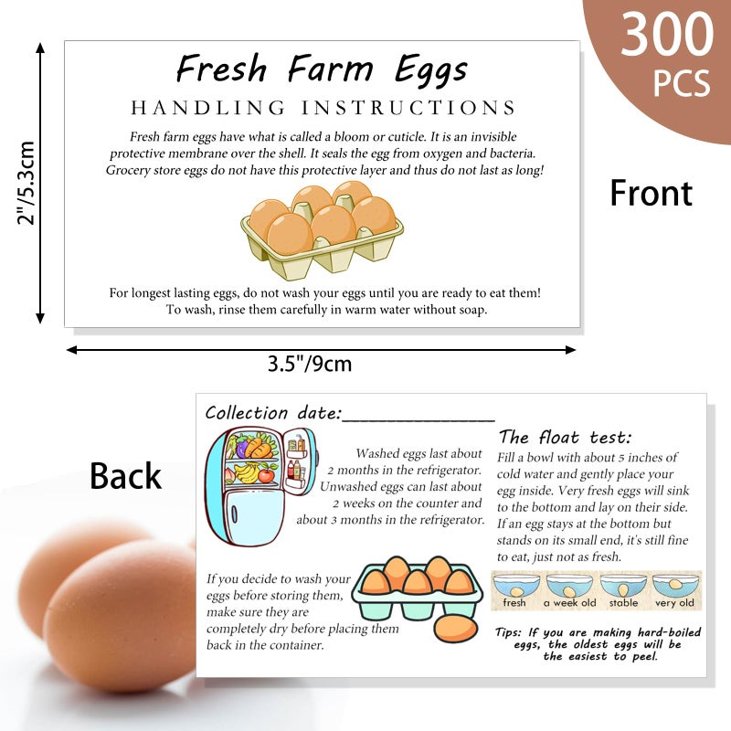 SCORYULE 300 PCS Fresh Farm Eggs Handling Instructions Cards, 2x3.5" Cards for Carton, Basket, Farm, Supermarket - Image 2