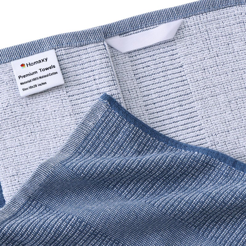 Homaxy Premium Kitchen Towels(18 x 28   6 Pack)  Large Cotton Kitchen Hand Towels  Flat and Terry Dish Towels  380 GSM Highly Absorbent Tea Towels Set with Hanging Loop  Navy Blue/Red/Green - Image 2