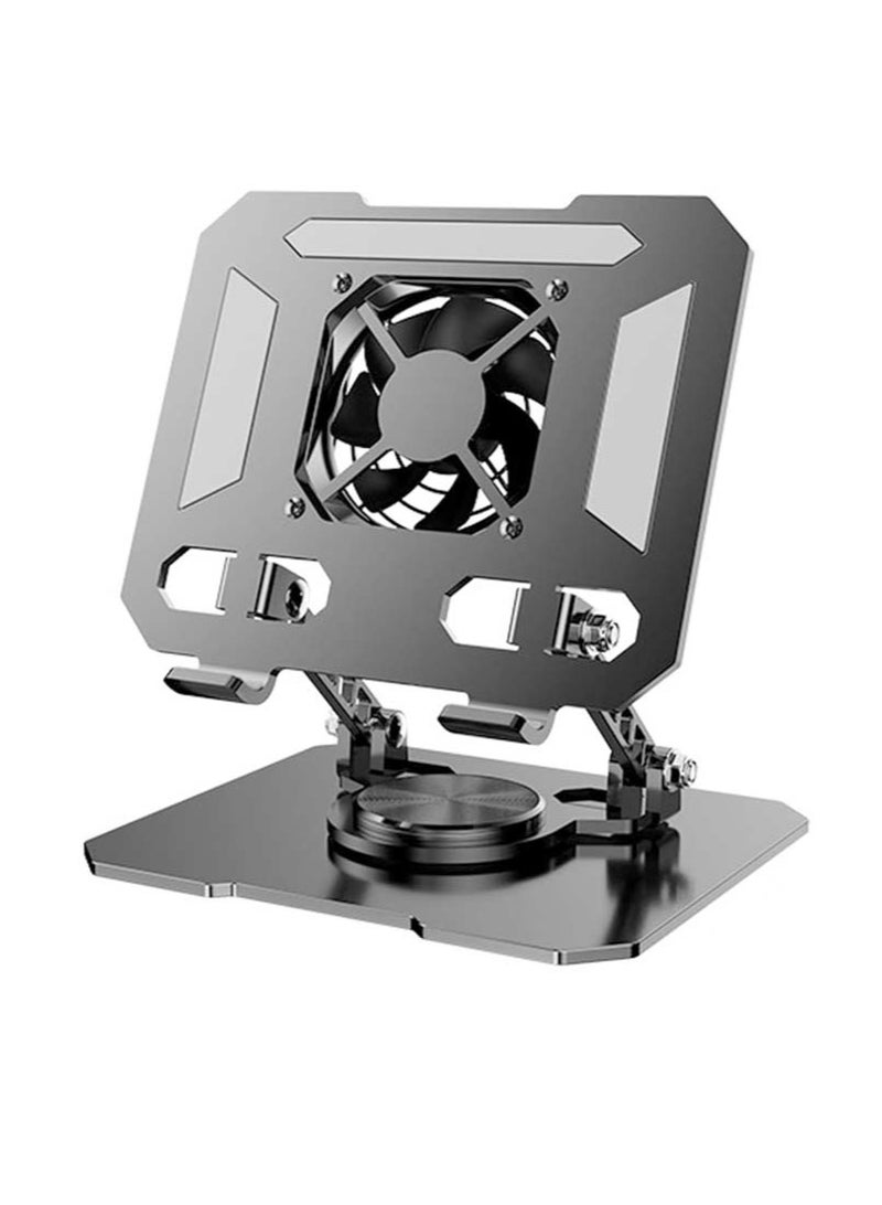 مروحة كمبيوتر محمول من الألومنيوم قابلة للطي 360 درجة، حامل كمبيوتر محمول محمول محمول قابل للدوران، وسادة حرارية غير قابلة للانزلاق، حامل كمبيوتر محمول قابل للتعديل الارتفاع، مروحة مغناطيسية منخفضة الضوضاء قابلة للفصل لجميع أجهزة الكمبيوتر المحمولة اللوحية مقاس 10-17 بوصة - Image 1