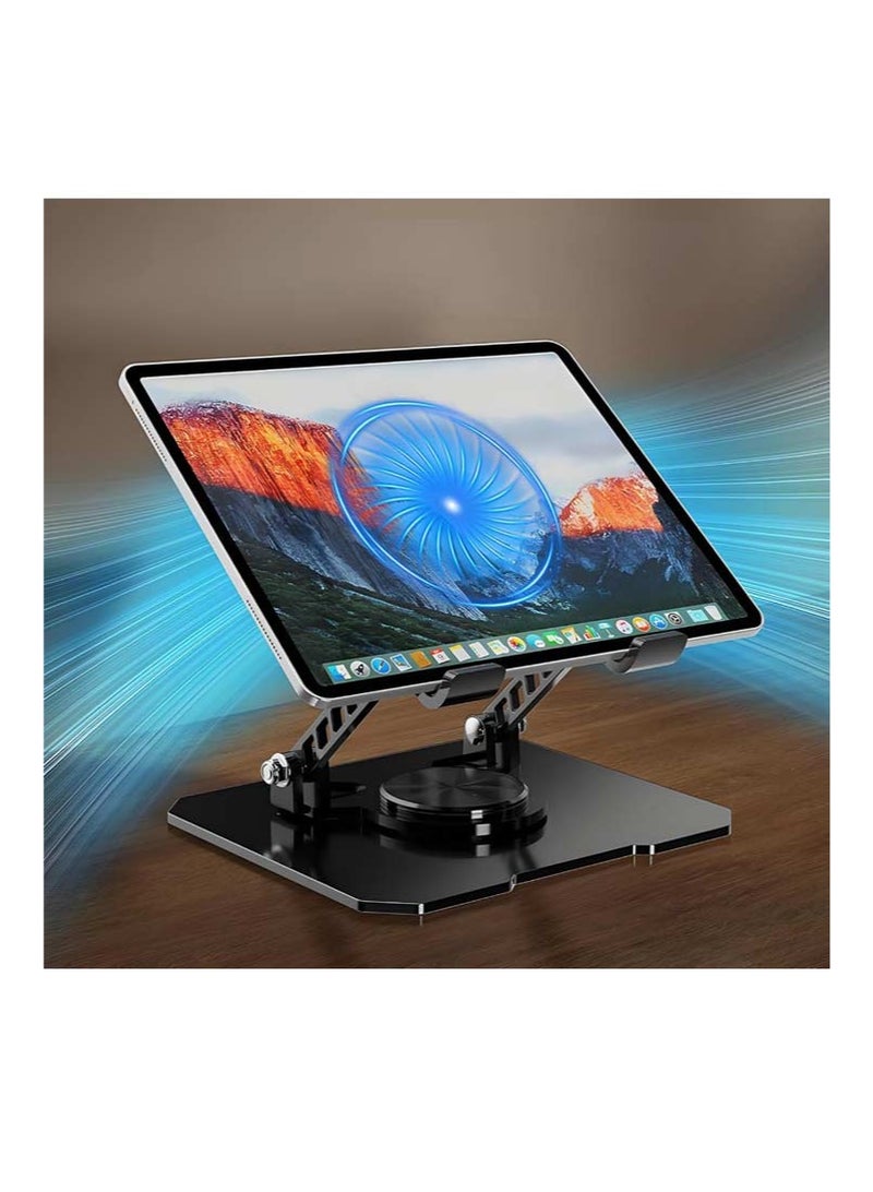 مروحة كمبيوتر محمول من الألومنيوم قابلة للطي 360 درجة، حامل كمبيوتر محمول محمول محمول قابل للدوران، وسادة حرارية غير قابلة للانزلاق، حامل كمبيوتر محمول قابل للتعديل الارتفاع، مروحة مغناطيسية منخفضة الضوضاء قابلة للفصل لجميع أجهزة الكمبيوتر المحمولة اللوحية مقاس 10-17 بوصة - Image 3