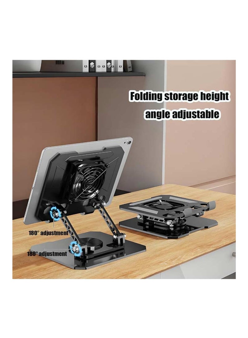 مروحة كمبيوتر محمول من الألومنيوم قابلة للطي 360 درجة، حامل كمبيوتر محمول محمول محمول قابل للدوران، وسادة حرارية غير قابلة للانزلاق، حامل كمبيوتر محمول قابل للتعديل الارتفاع، مروحة مغناطيسية منخفضة الضوضاء قابلة للفصل لجميع أجهزة الكمبيوتر المحمولة اللوحية مقاس 10-17 بوصة - Image 4