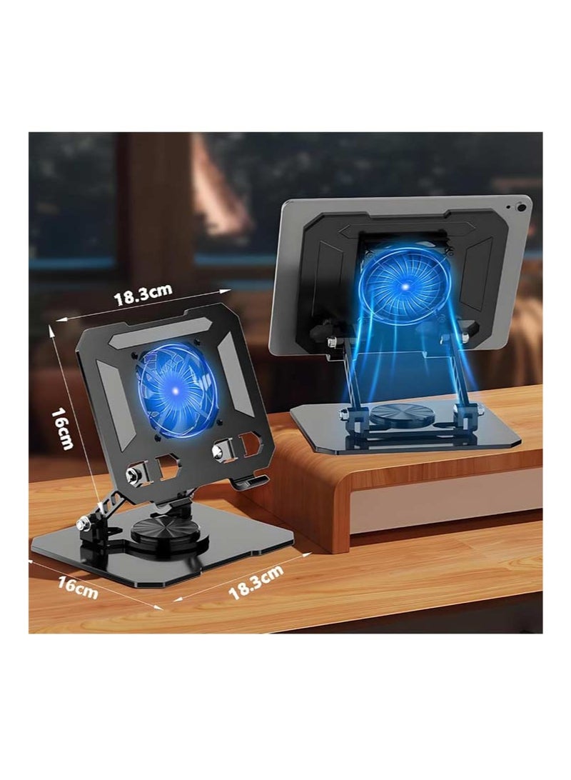 مروحة كمبيوتر محمول من الألومنيوم قابلة للطي 360 درجة، حامل كمبيوتر محمول محمول محمول قابل للدوران، وسادة حرارية غير قابلة للانزلاق، حامل كمبيوتر محمول قابل للتعديل الارتفاع، مروحة مغناطيسية منخفضة الضوضاء قابلة للفصل لجميع أجهزة الكمبيوتر المحمولة اللوحية مقاس 10-17 بوصة - Image 2