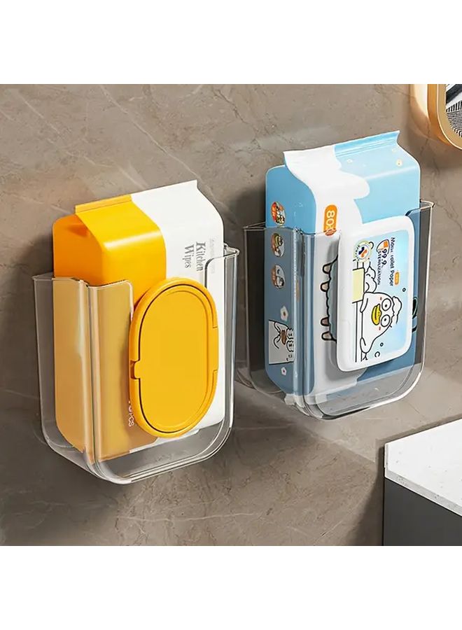 Transparent Wall Mount Wet Wipes Dispenser Sturdy Adhesive Holder for Bathroom Kitchen Camping Large Opening Modern Durable Plastic - Image 1