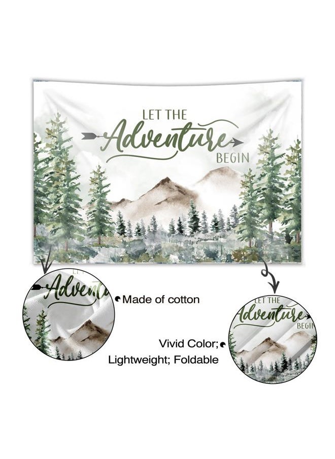 Mocsicka Let The Adventure Begin Backdrop Woodland Adventure Awaits Baby Shower Decorations Mountain Wilderness The Adventure Begins Photography Background Banner  - Image 4