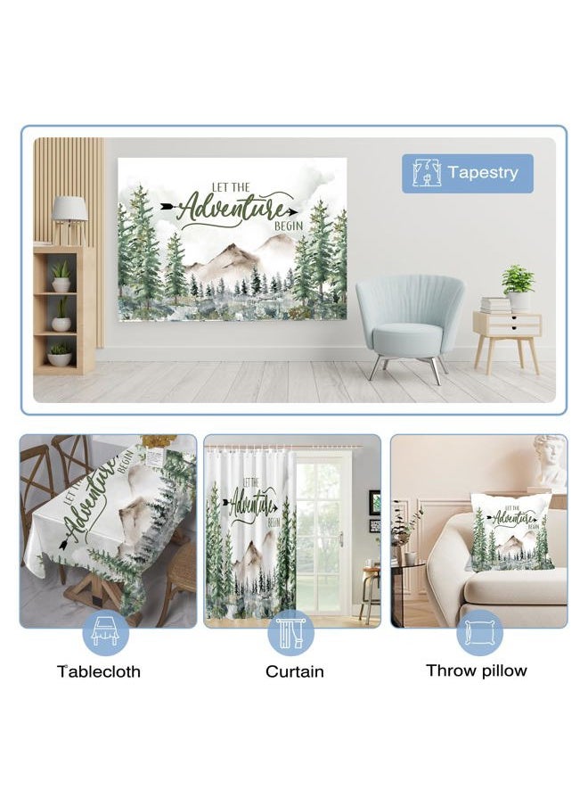 Mocsicka Let The Adventure Begin Backdrop Woodland Adventure Awaits Baby Shower Decorations Mountain Wilderness The Adventure Begins Photography Background Banner  - Image 5