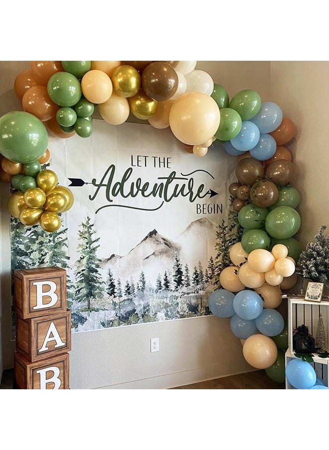 Mocsicka Let The Adventure Begin Backdrop Woodland Adventure Awaits Baby Shower Decorations Mountain Wilderness The Adventure Begins Photography Background Banner  - Image 2