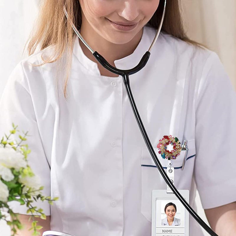 KYLELOVE Retractable Badge Holder Rhinestone Bling Nursing Badge Reels with ID Clip for Nurses Doctors Students,24 inch Retractable Cord - Image 5