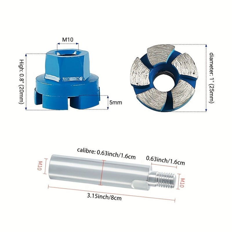 1 Inch Diamond Grinding Disc With 1 Extension Rod for Stone Concrete Polishing - Image 3