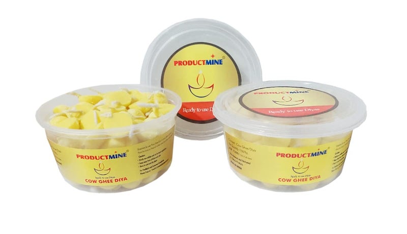 PRODUCTMINE PRODUCTMINE Pure Cow Ghee Diya 200 Diyas Cotton Wick for Puja and Special Occasions - Image 1