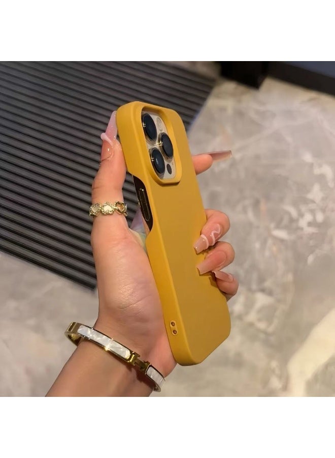 NIBEMINENT Solid Color Half Pack Matte Protective TPU Case Cover For iPhone 15 Pro, Orange Yellow