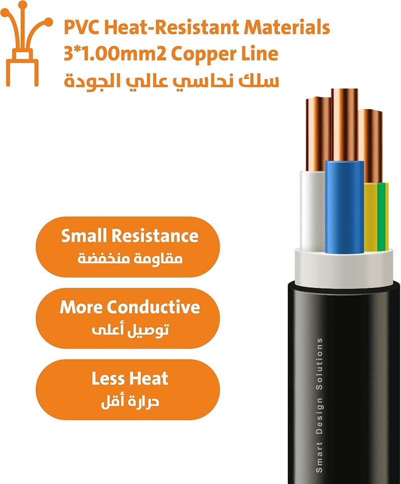 1 Way Extension Lead, Long &Thick Electric Cable, Industrial Black Power Strip for Lengthen Power to Outdoor Garden/Indoor Utility Room/Workshop, 13A 3250W (2m-2plugs) - Image 4