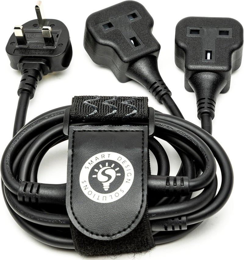 1 Way Extension Lead, Long &Thick Electric Cable, Industrial Black Power Strip for Lengthen Power to Outdoor Garden/Indoor Utility Room/Workshop, 13A 3250W (2m-2plugs) - Image 1