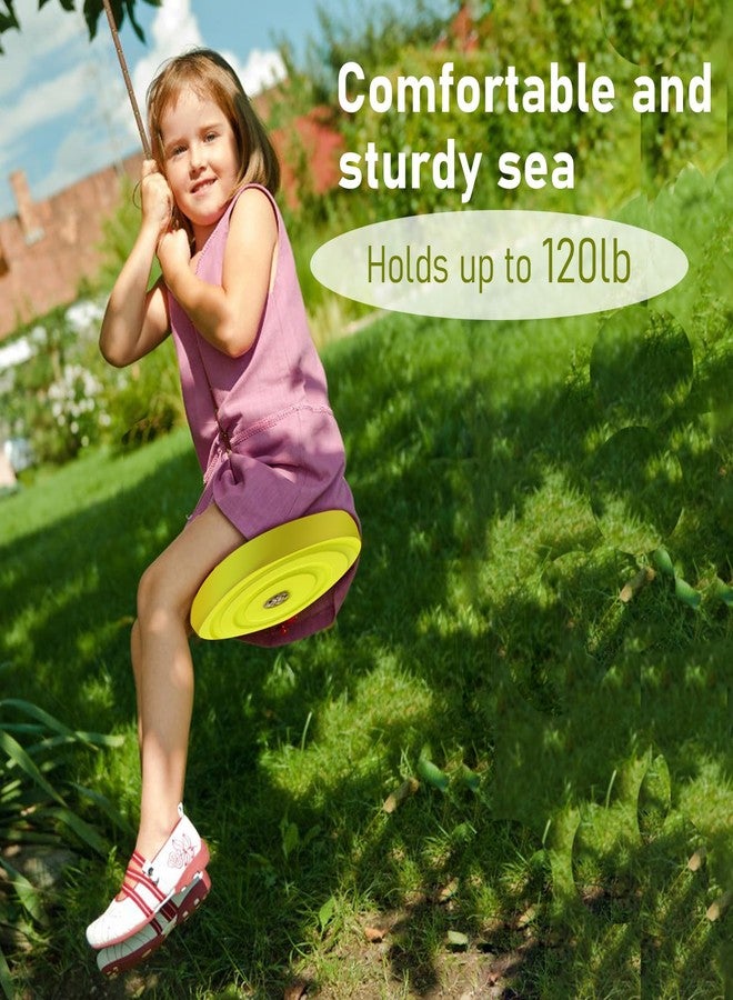 IFOYO Tree Swing Disc, Round Kids Swing Seat for Outdoor Backyard Playground, Holds 220lbs 100kg for 3 to 10 Years Kids Children, Yellow - Image 3