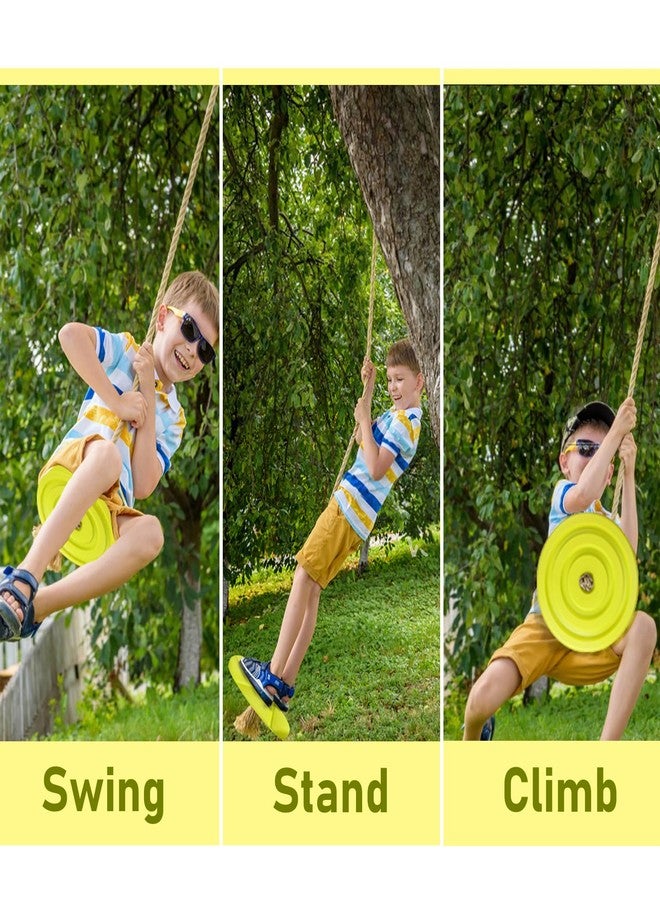 IFOYO Tree Swing Disc, Round Kids Swing Seat for Outdoor Backyard Playground, Holds 220lbs 100kg for 3 to 10 Years Kids Children, Yellow - Image 4