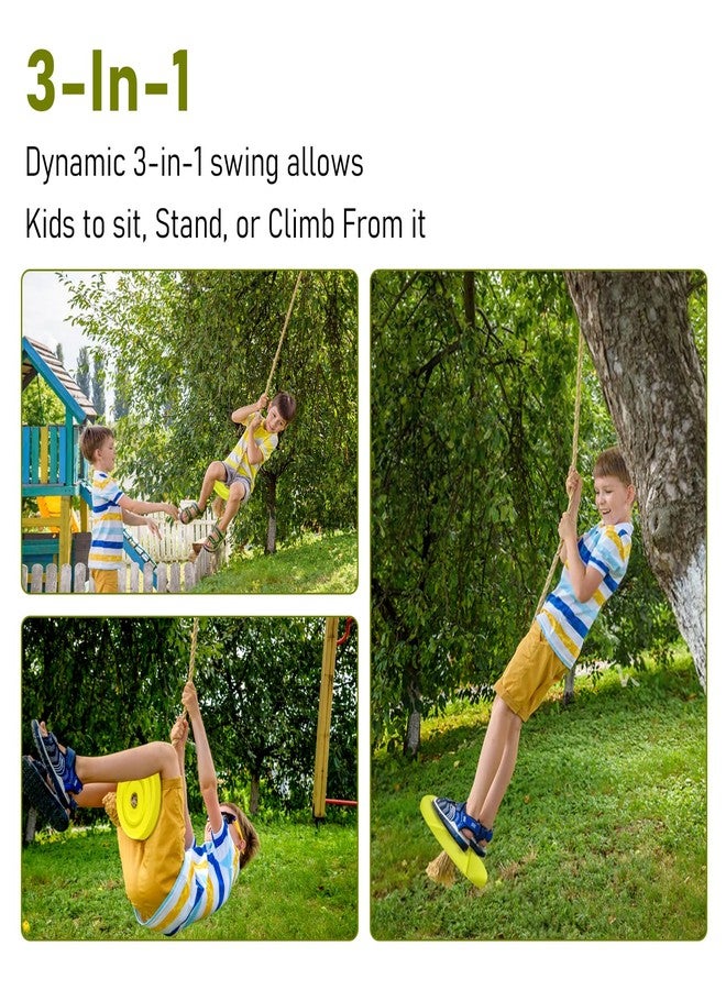 IFOYO Tree Swing Disc, Round Kids Swing Seat for Outdoor Backyard Playground, Holds 220lbs 100kg for 3 to 10 Years Kids Children, Yellow - Image 5