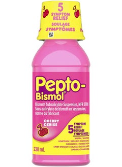 Pepto Bismol Cherry Flavour  Liquid Upset Stomach Diarrhea Heartburn Nausea Indigestion  Relief  230mL  - Image 1