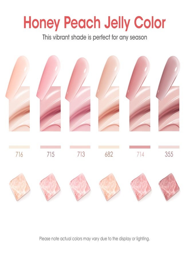 Gellen Jelly Nude Pink Gel Nail Polish Set, 6 Colors Sheer Gel Polish Kit UV LED Soak off Nail Polish, Trendy Home Salon DIY Nail Art Gel Nail Kit Valentine Gift - Image 3