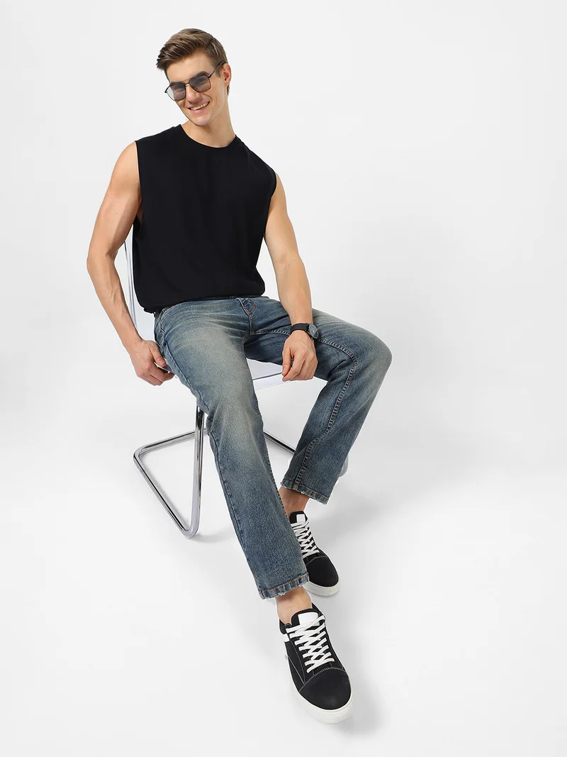 Urbano Fashion  Urbano Fashion Men's Blue Regular Fit Washed Jeans Stretchable for Men | Best Price UAE