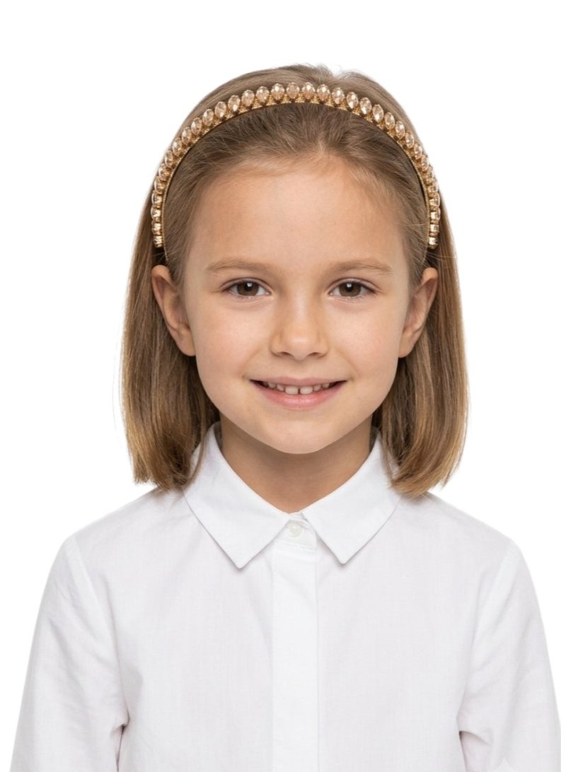Bidani Slim Rhinestone Headband - Orange - Image 1