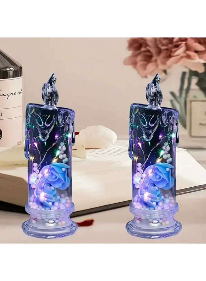 Pink Rose Candle 4pcs Simulation Electronic Candle Light for Wedding Party Table Decoration - Image 5